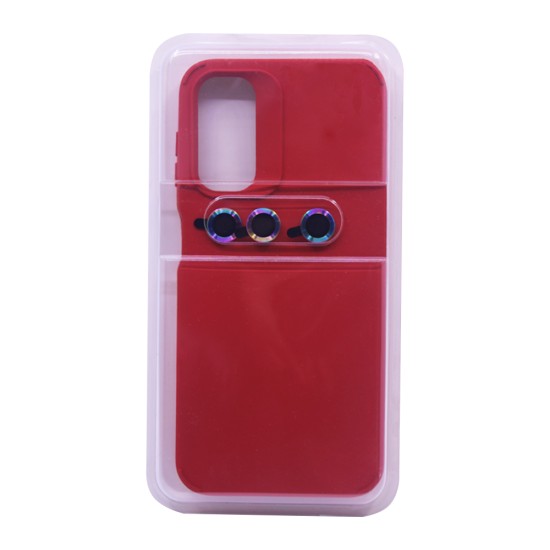 Capa de Silicone com Conjunto de Vidro de Câmera Separado para Samsung Galaxy 14 Vermelho